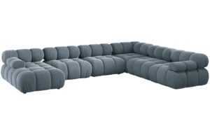 Micadoni Světle modrá sametová rohová pohovka Bellis 376 cm