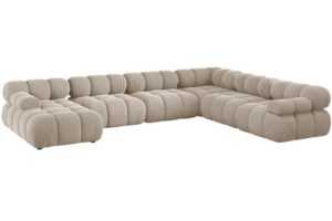 Micadoni Béžová sametová rohová pohovka Bellis 376 cm