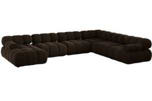 Micadoni Hnědá sametová rohová pohovka Bellis 376 cm