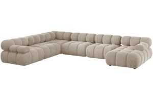 Micadoni Béžová sametová rohová pohovka Bellis 376 cm