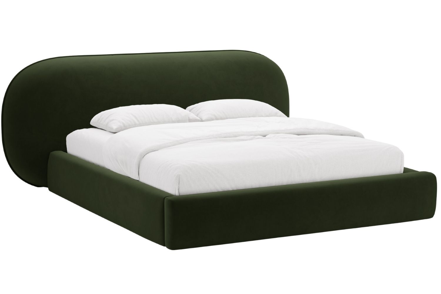Micadoni Tmavě zelená sametová dvoulůžková postel Ovalo 160 x 200 cm s úložným prostorem