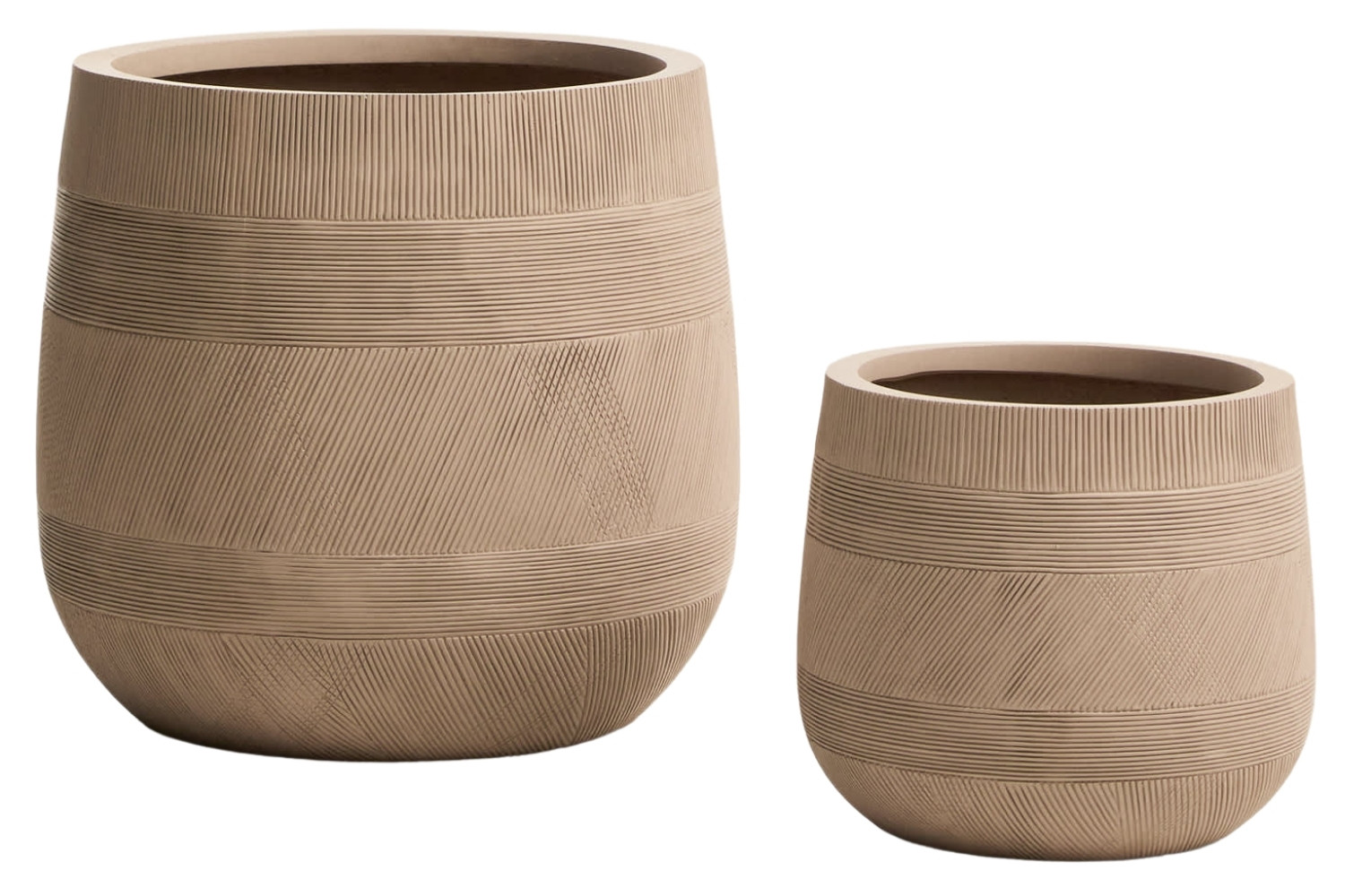 Kave Home Set dvou béžových zahradních květináčů Tival ⌀ 33/50 cm
