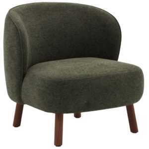 Kave Home Zelené čalouněné křeslo Ulit s hnědou podnoží