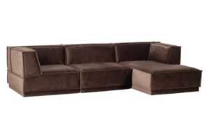 WOOOD Tmavě hnědá sametová rohová pohovka Manu 286 cm