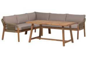 WOOOD Šedý dřevěný zahradní set rohové pohovky a stolu Taro