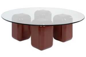 FEST Amsterdam Skleněný konferenční stolek Uma 100 cm s hnědou podnoží