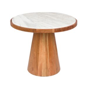 White Label Bílý mramorový odkládací stolek MEES Ø 40 cm