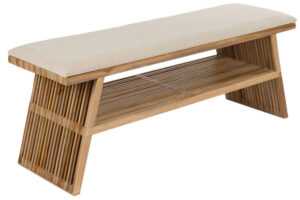 Housecraft Living Dřevěná lavice Djia 134 cm s béžovým sedákem