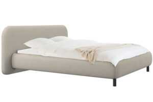 noo.ma Béžová bouclé dvoulůžková postel Mumo 180 x 200 cm s úložným prostorem