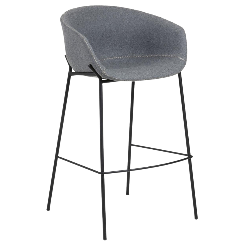 Kave Home Látková barová židle Yvette 74 cm – vystavený kus