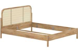 Vipack Dubová postel Olive 160 x 200 cm s ratanovým čelem