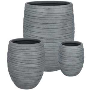Bizzotto Šedý set tří keramických zahradních květináčů Strips Ø25/36/49 cm